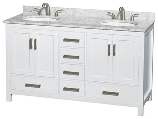 Wyndham WCS141460DWHCMUNOM24 White 60 Inch Double Bathroom Vanity