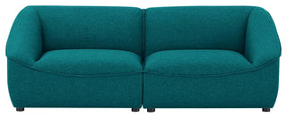 Loveseat Sofa, Fabric, Teal Blue, Modern, Living Lounge Hotel Lobby Hospitality