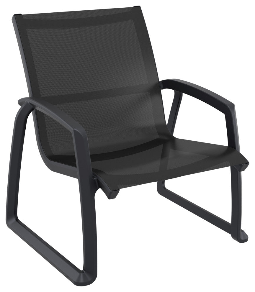 Pacific 4 piece Lounge Set With Arms Frame Sling, Black