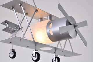 Airplane Light Fixture With Frosted White Glass, Silver