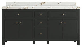 Sonoma 72" Double Sink Bath Vanity in Black Top, 2"  Viola Brown