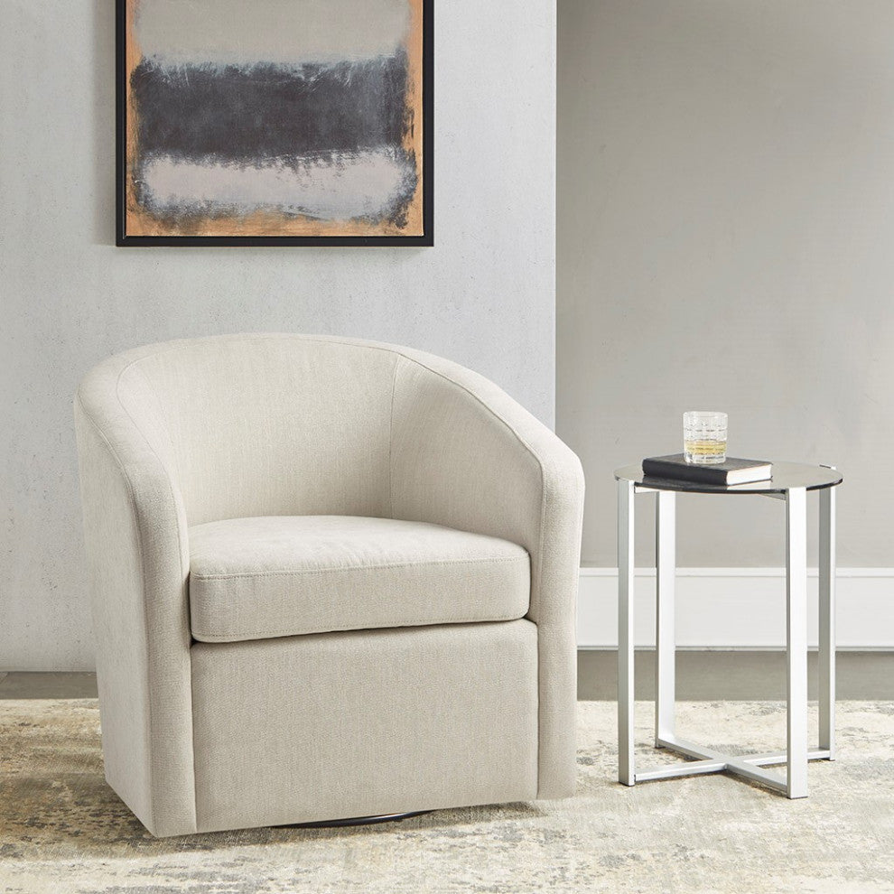 Martha Stewart Amber Low Back Tub Style Swivel Accent Chair, Ivory