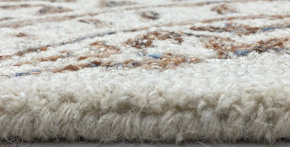 5" x 7" Tan and Cream Medallion Motif Area Rug