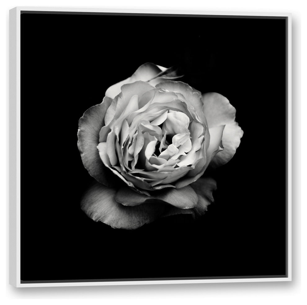 "White Flower" White Floating Framed Canvas, 36x36