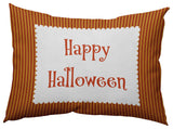 Happy Halloween Ticking Accent Pillow, Dark Red, 14"x20"