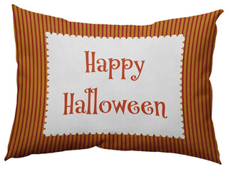 Happy Halloween Ticking Accent Pillow, Dark Red, 14"x20"