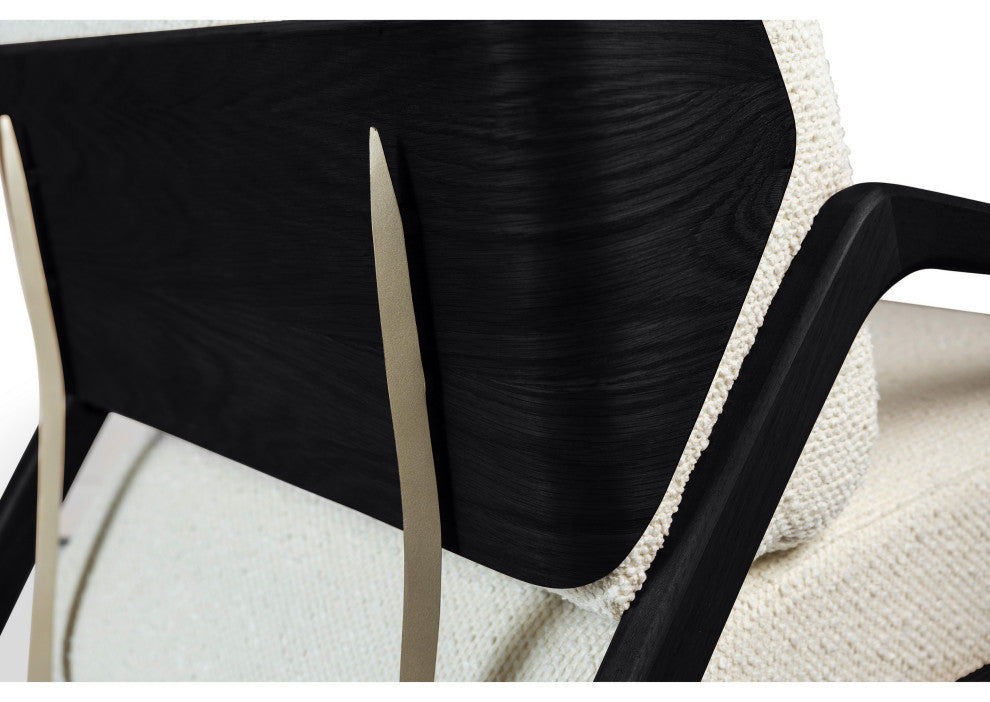 Modern Brazilian, Hector, Accent Chair, Boucle Ivory Upholstery