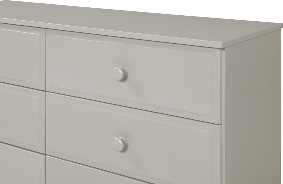 Essentials Six Drawer Double Dresser, Gray Finish