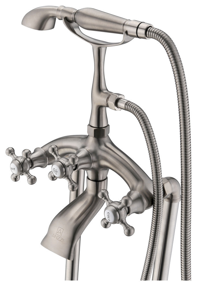 Tugela 3-Handle Claw Foot Tub Faucet With Hand Shower, Brushed Nickel