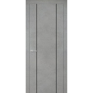 Solid French Door 18 x 84 | Planum 0016 Concrete with| Bathroom
