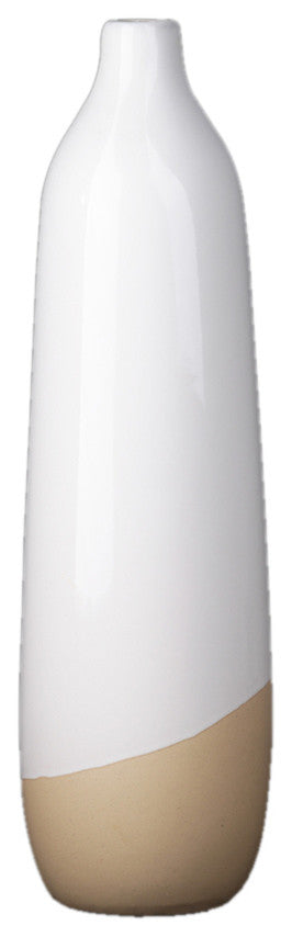 Ceramic Round Vase With Narrow Rim Mouth and Wave Speckled Cream
