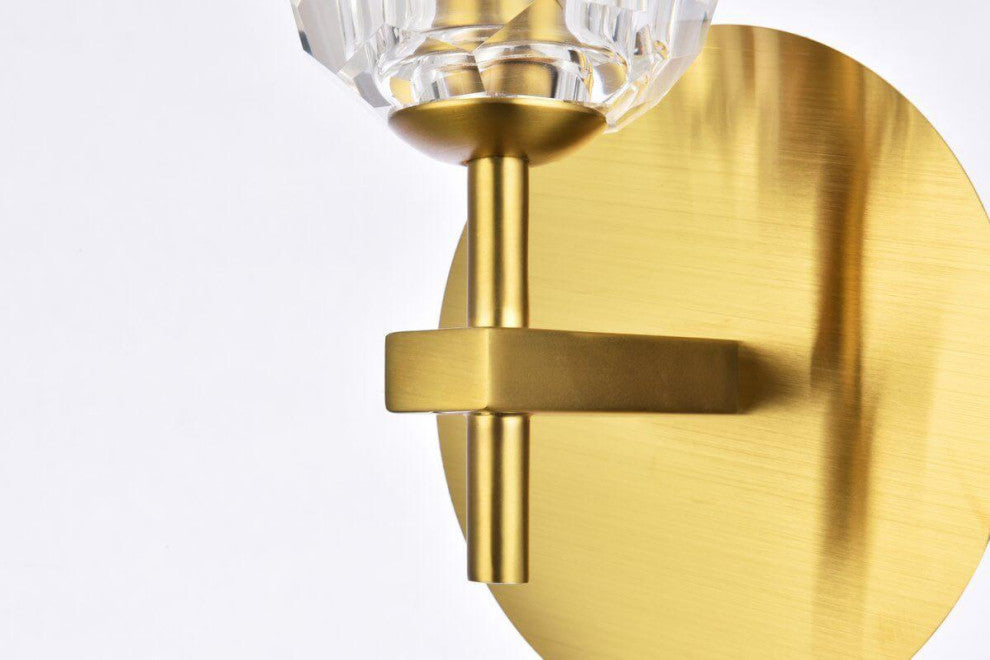 1 Light 8" Tall Gold LED Crystal Wall Sconce