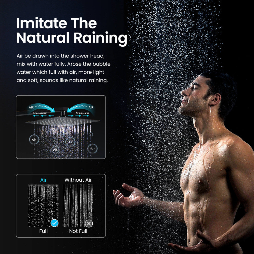 Cube Pressure 2-Function Shower System, Rough-In Valve, Matte Black
