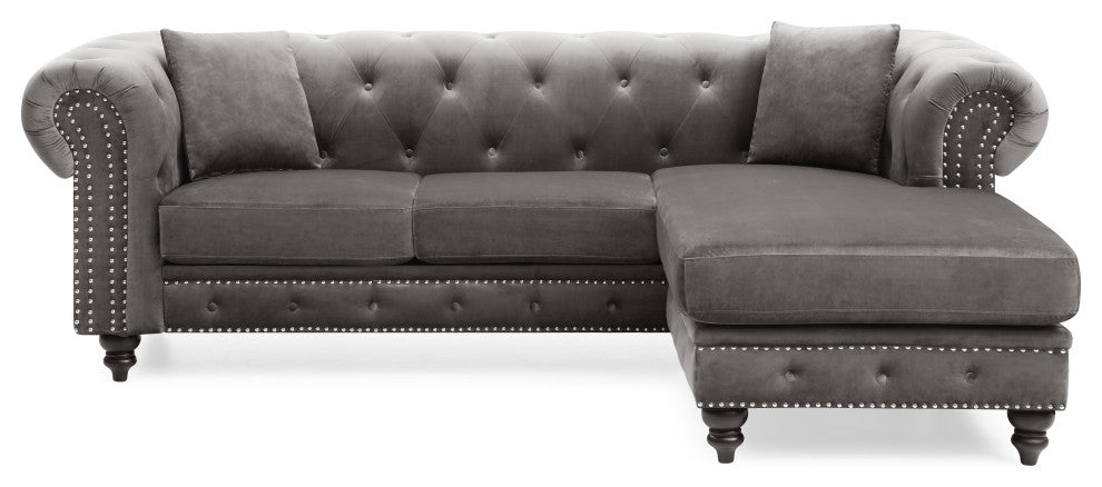 Nola Sofa Chaise, Dark Gray