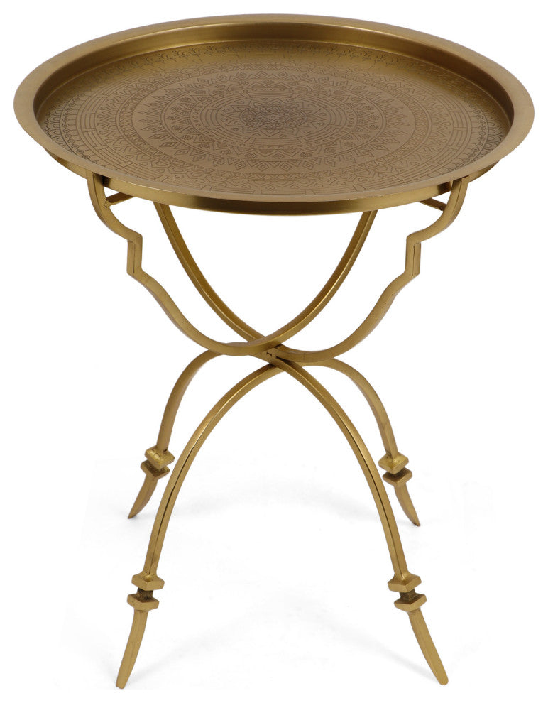 Denny Vintage Style Handcrafted Iron Tray Top Side Table