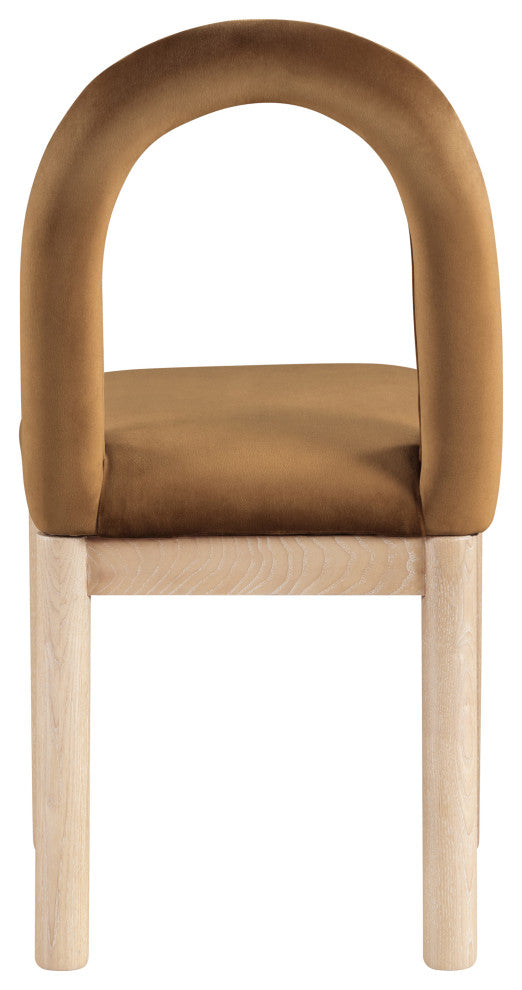 Conrad Upholstered Dining Chair, Saddle, Velvet, Natural Finish