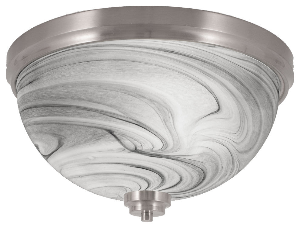 16" 3-Light Flush Mount Light, Brushed Nickel/Onyx Swirl