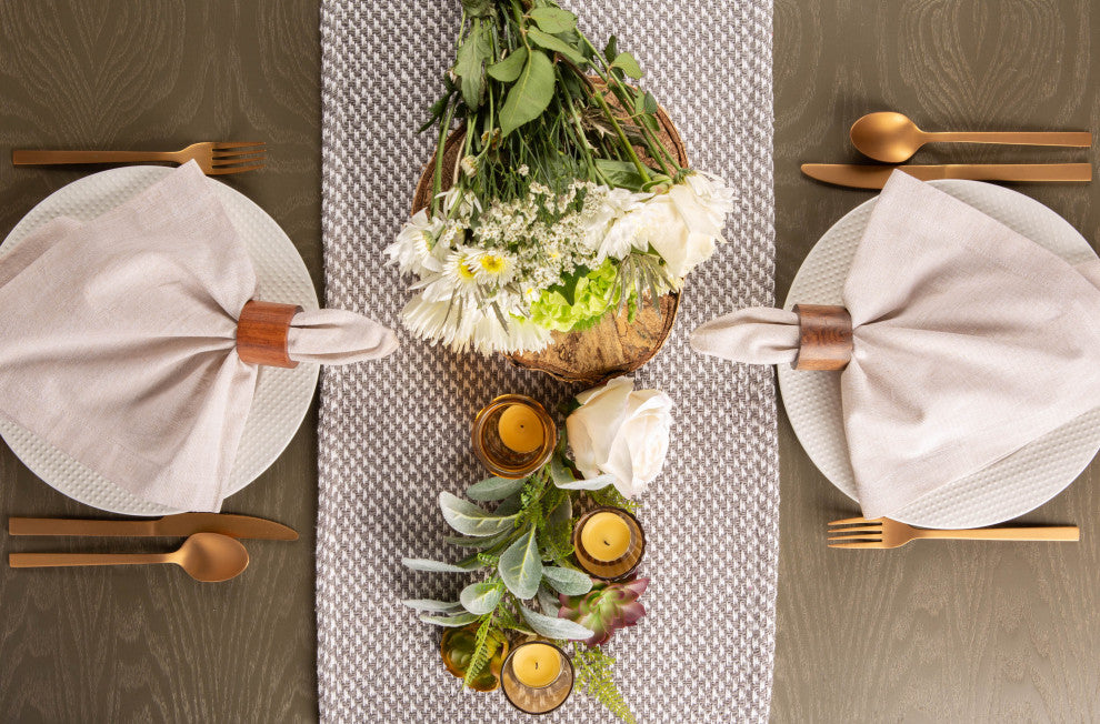 Gray Woven Table Runner 15X72