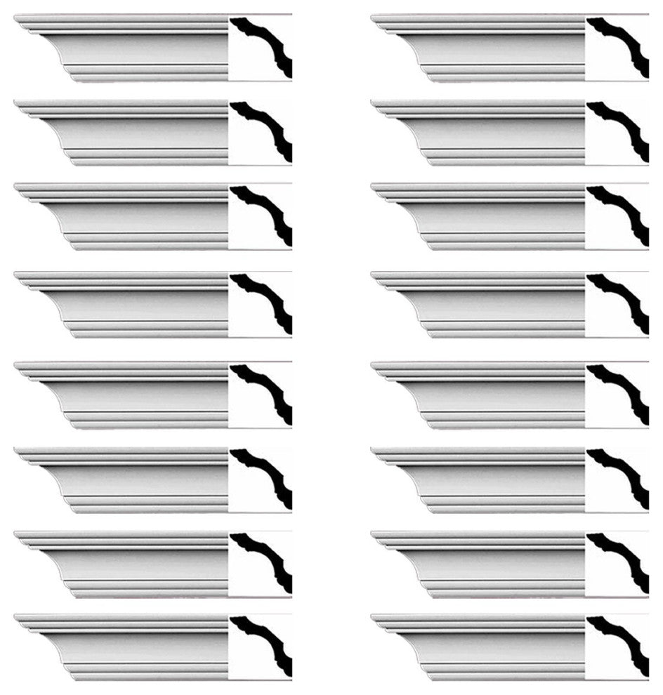 Simple Cornice White Urethane Northbridge Design 16 Pieces Totaling 1536" Length