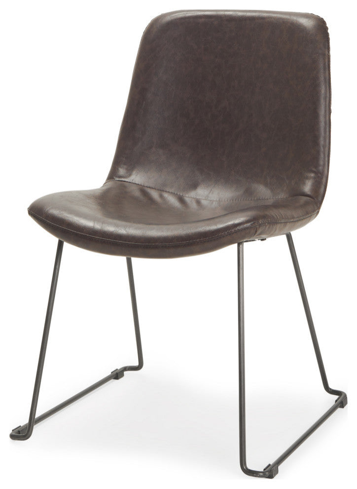Sawyer I Dining Chair, Set of 2, Black, Genuine Leather