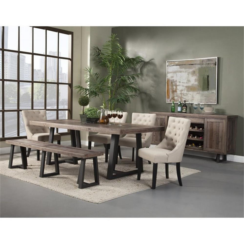 Alpine Furniture Prairie Wood Dining Sideboard with Wine Holder in Natural-Black