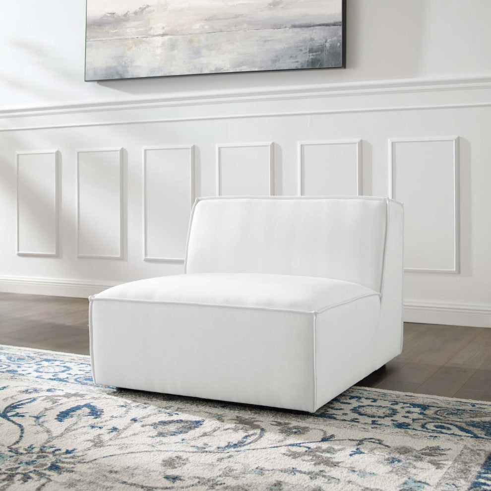 Sofa Middle Chair, Fabric, White, Modern, Living Lounge Hotel Lobby Hospitality