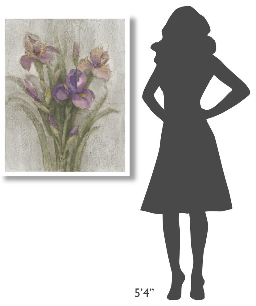 "Purple Iris Garden on Grey" Digital Paper Print by Albena Hristova, 30"x37"