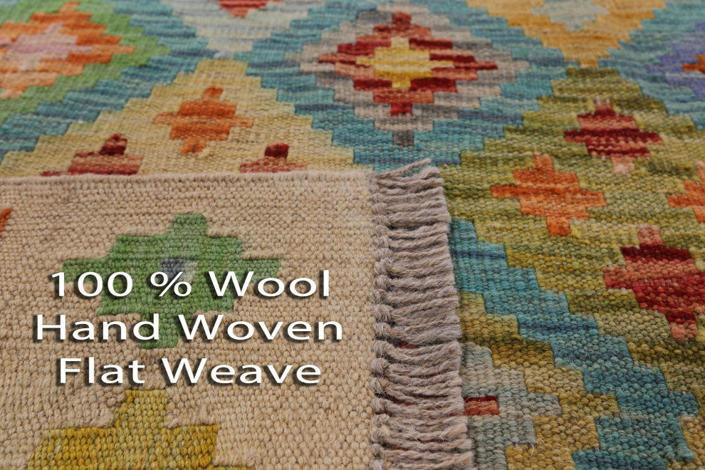 6' 8" X 9' 8" Kilim Flat Weave Reversible Rug Q8283