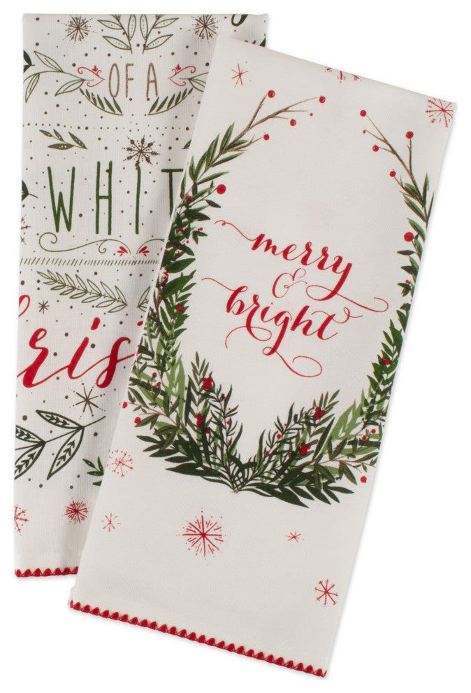 DII Assorted Noel Printed Dishtowel, 2-Piece Set