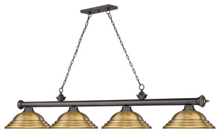 Zlite 2306-4BRZ-SRB 4-Light Billiard, Rubbed Brass