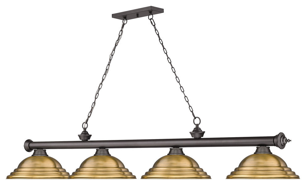 Zlite 2306-4BRZ-SRB 4-Light Billiard, Rubbed Brass