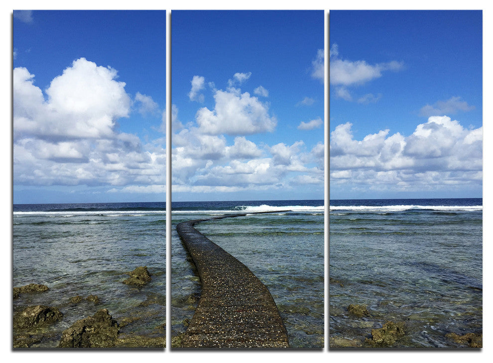 "Rocky Coast along Pacific Ocean" Metal Wall Art, 3 Panels, 36"x28"