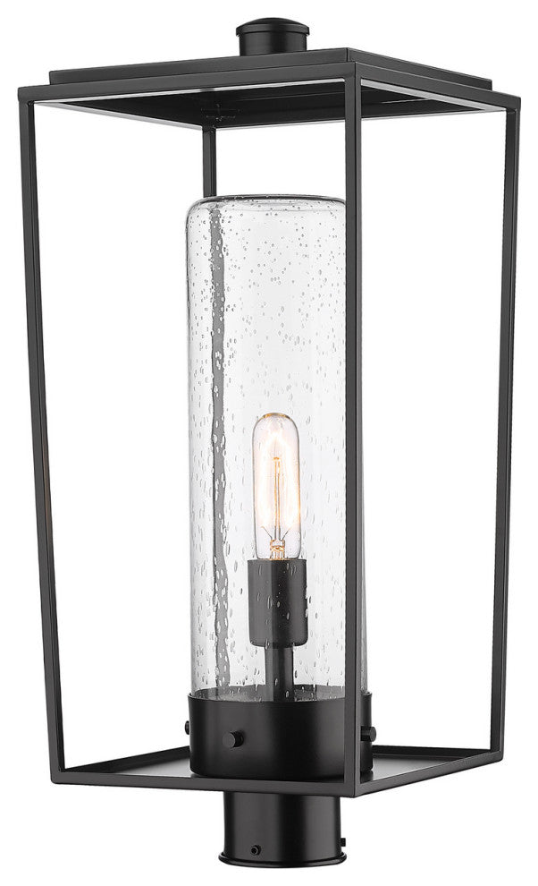 Z-LITE 594PHBR-BK 1 Light Outdoor Post Mount Fixture, Black