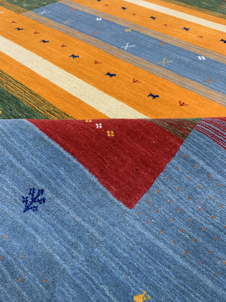 SKY BLUE Transitional Modern Gabbeh Area Rug