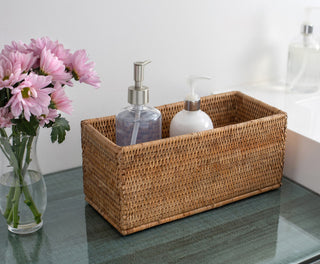 Artifacts Rattan Rectangular Everything Basket, Honey Brown