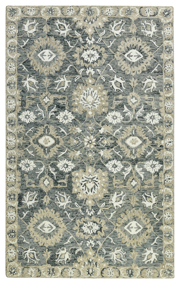Romania Newburg Area Rug, Gray, 9' x 13', Floral