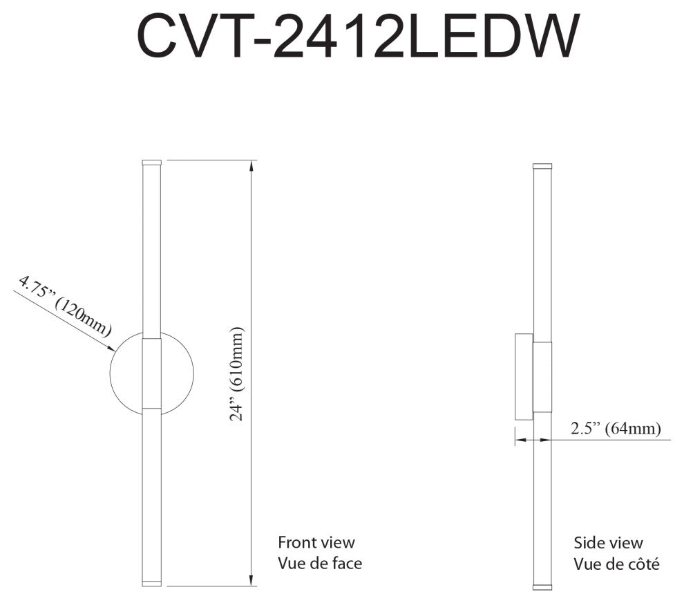 Corvette Modern 1 Light Matte Black White Metal Vanity
