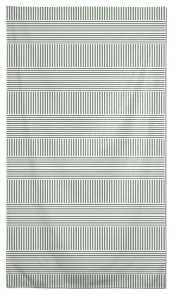 Alternating Green Stripes 58 x 102 Outdoor Tablecloth