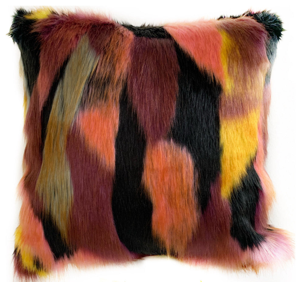 Plutus Black Exotic Parrot Animal Faux Fur Luxury Throw Pillow, 20"x36"