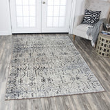 Panache PN6982 Taupe Scroll Work Distress Area Rug, Rectangular 3'3"x5'3"