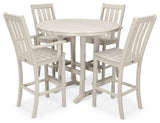Polywood Vineyard 5-Piece Nautical Trestle Bar Set, Sand