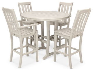 Polywood Vineyard 5-Piece Nautical Trestle Bar Set, Sand
