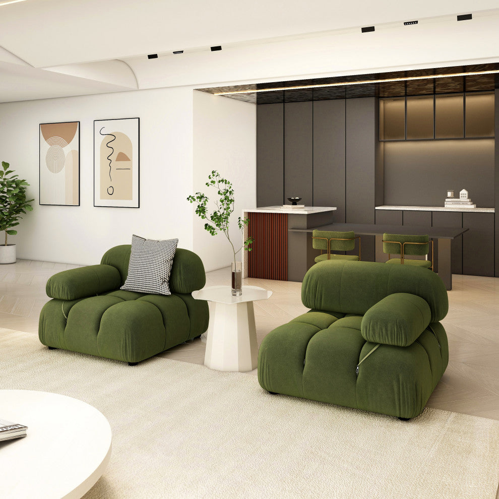 Marcel 36" Modular Arm Chair, Olive Green Performance Velvet