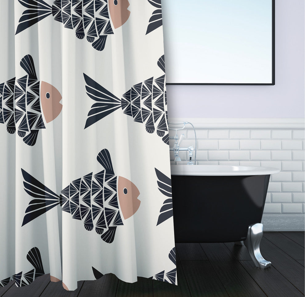 Fish Tales Mauve 70" w x 73" h Shower Curtain
