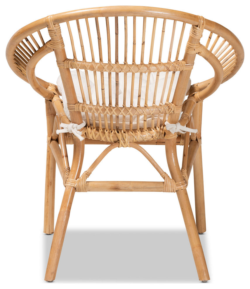 Lindy Modern Rattan Dining Chair, Natural Brown
