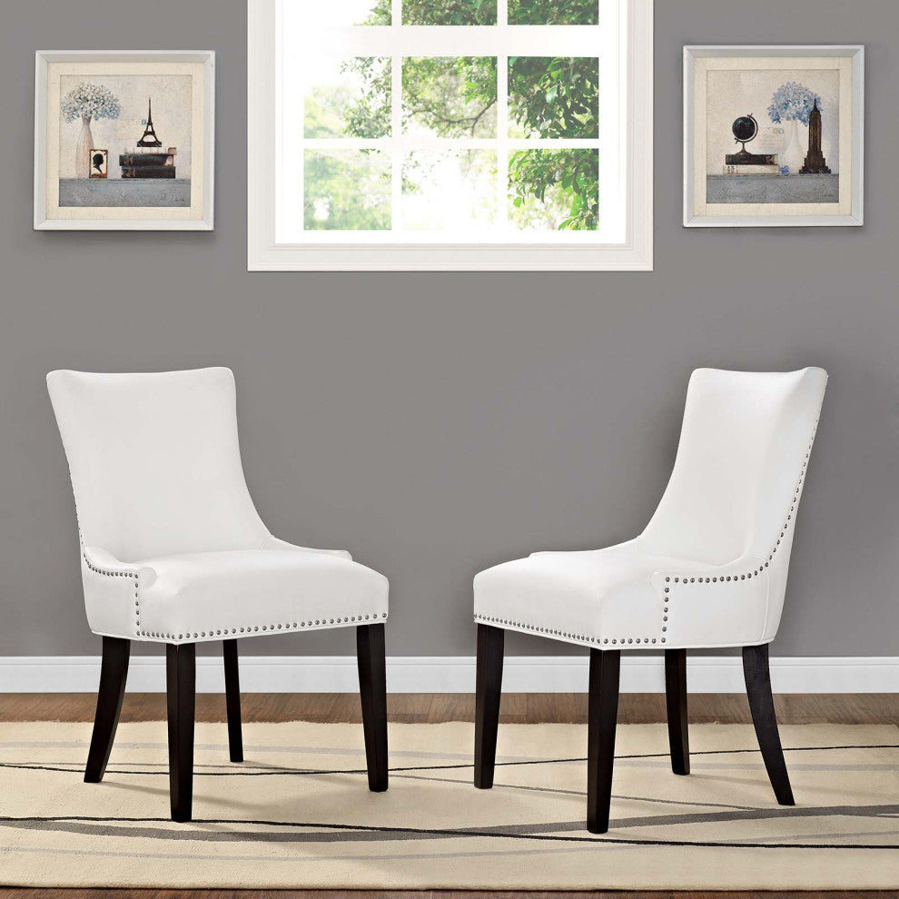 White Marquis Dining Chair Faux Leather Set of 2