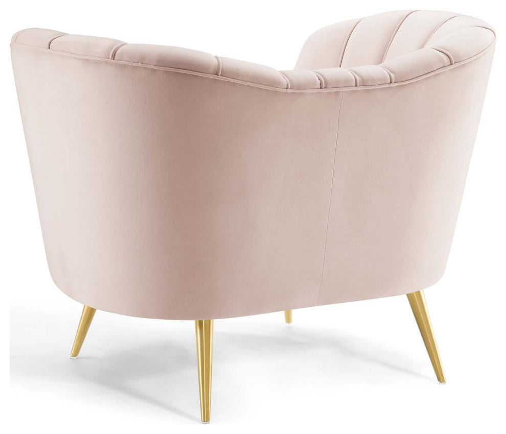 Armchair Accent Chair, Velvet, Pink, Modern, Living Lounge Hotel Hospitality