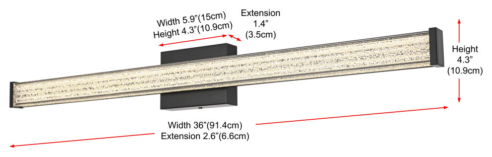 Home Living 36" Led Wall Sconce, Black
