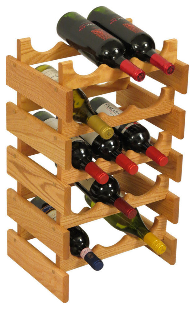 15 Bottle Dakota Wine Rack, Light Oak