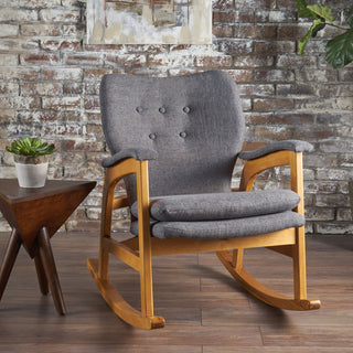 GDF Studio Bethany Mid Century Fabric Rocking Chair, Gray